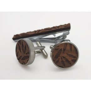 Leaf pattern cufflink set