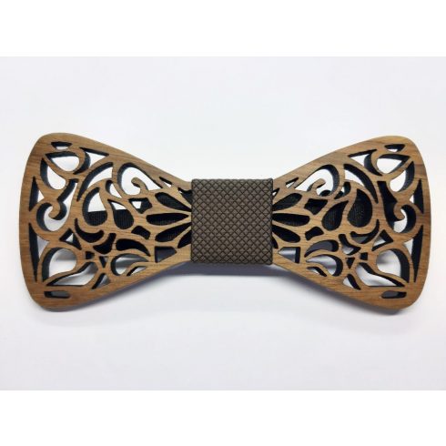 Hollow patterned zebra wood bow tie set