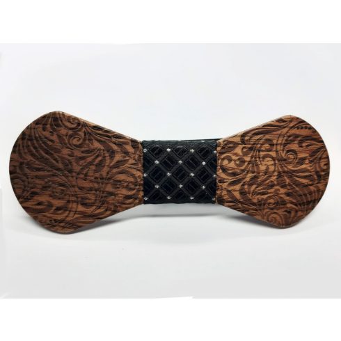  Patterned walnut bow tie set
