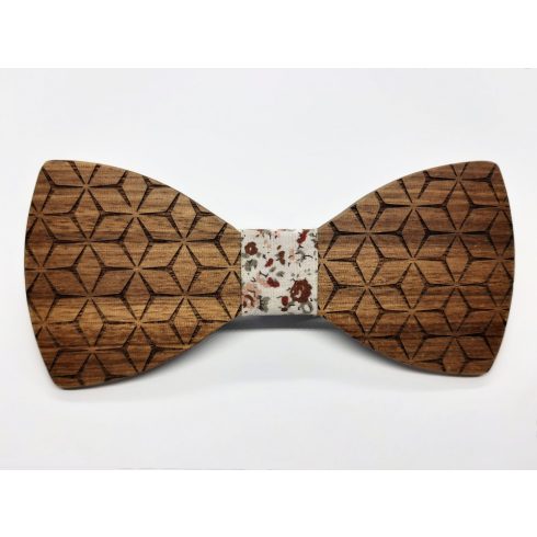 Patterned zebra wood bow tie set
