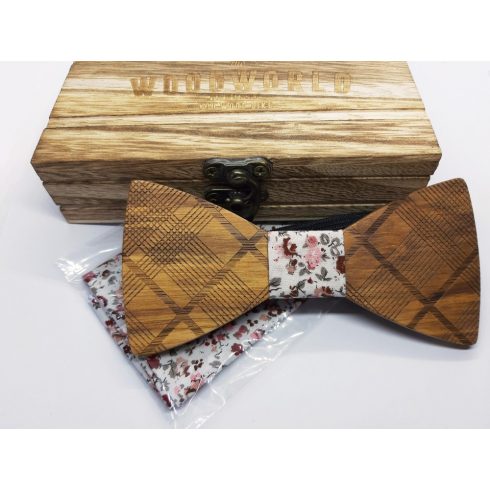 Patterned zebra wood bow tie set